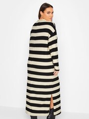 Yours Curve Cream & Black Luxury Soft Touch Scollared Stripe Dress - Image 3 of 5