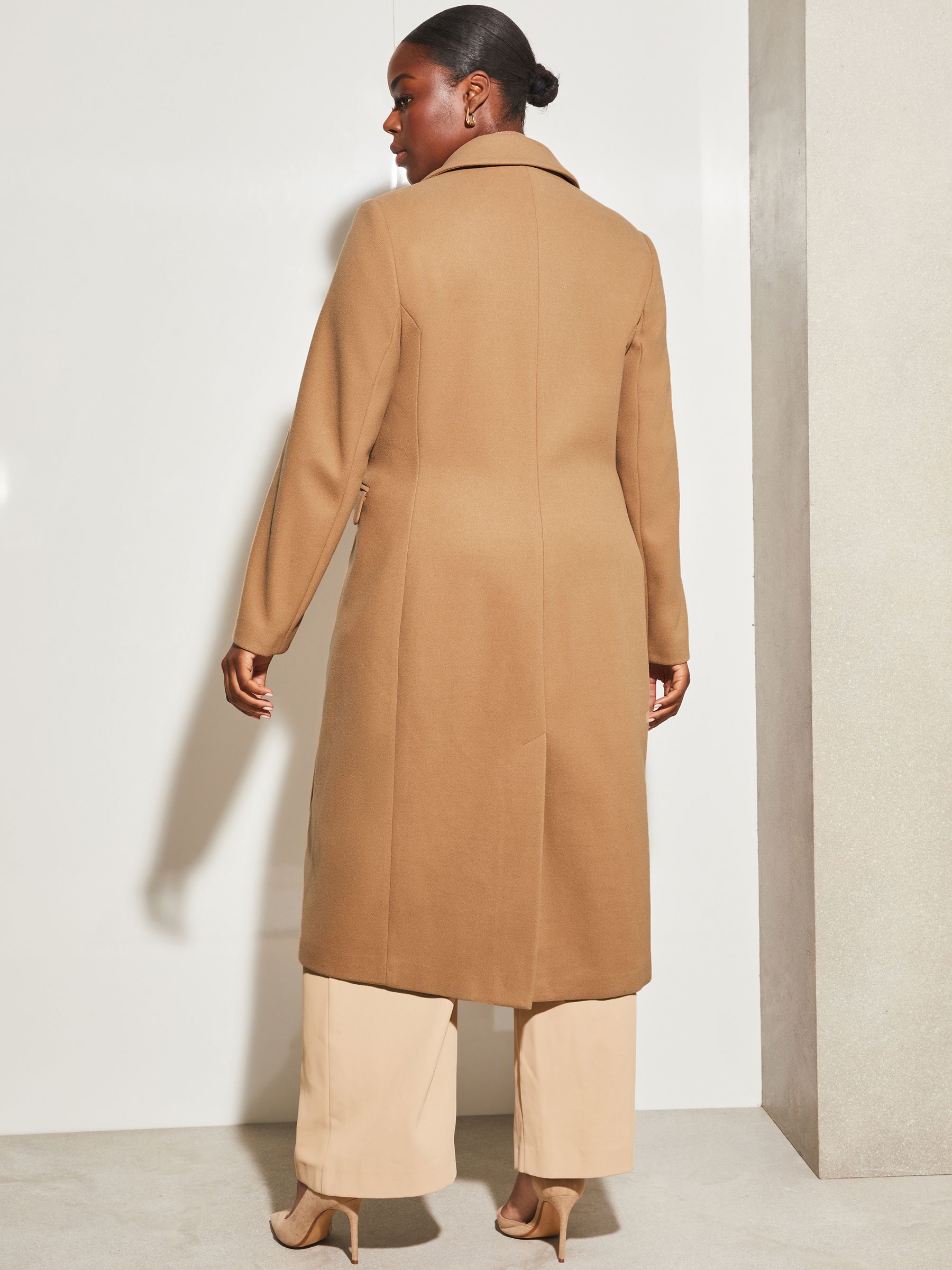 Lipsy Camel Double Breasted Longline Trench City Coat
