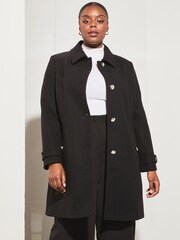 Lipsy Black Princess Military Button Collared Tailored Coat - Image 1 of 4