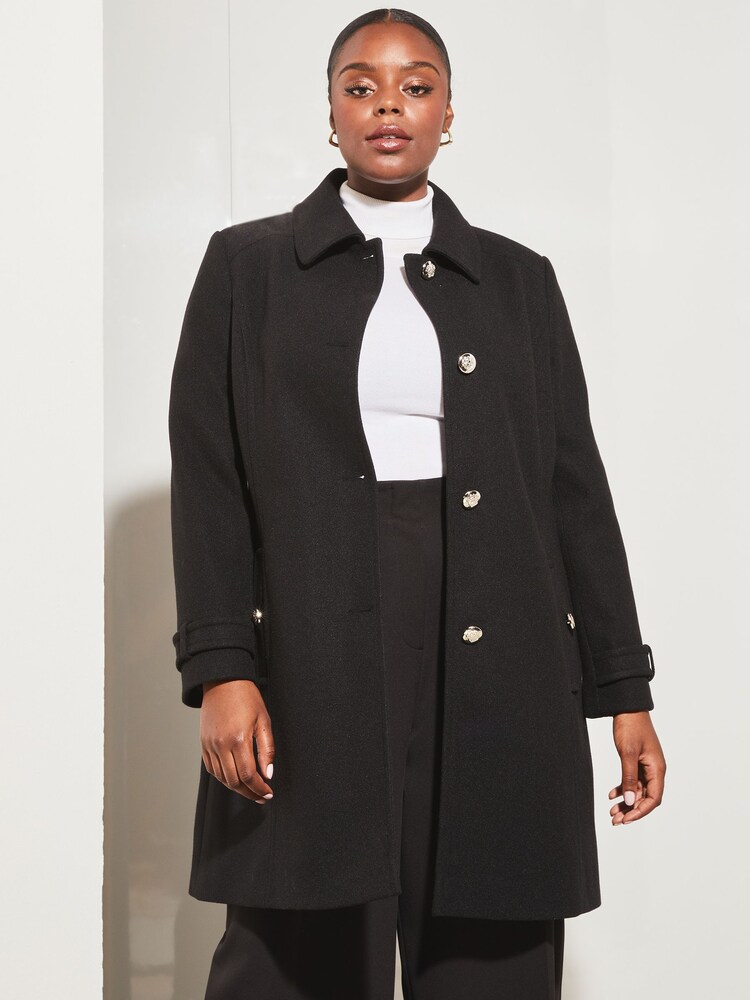 Lipsy Black Princess Military Button Collared Tailored Coat - Image 1 of 4