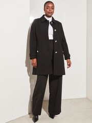 Lipsy Black Princess Military Button Collared Tailored Coat - Image 3 of 4