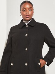 Lipsy Black Princess Military Button Collared Tailored Coat - Image 4 of 4