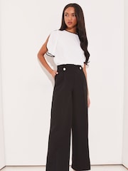 Lipsy White Split Flute Sleeve Round Neck Top - Image 2 of 4