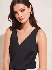 Lipsy Black V Neck Cami Vest Top - Image 1 of 4