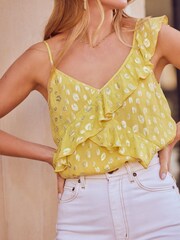 Friends Like These Yellow Ruffle Strappy Cami Top - Image 4 of 4