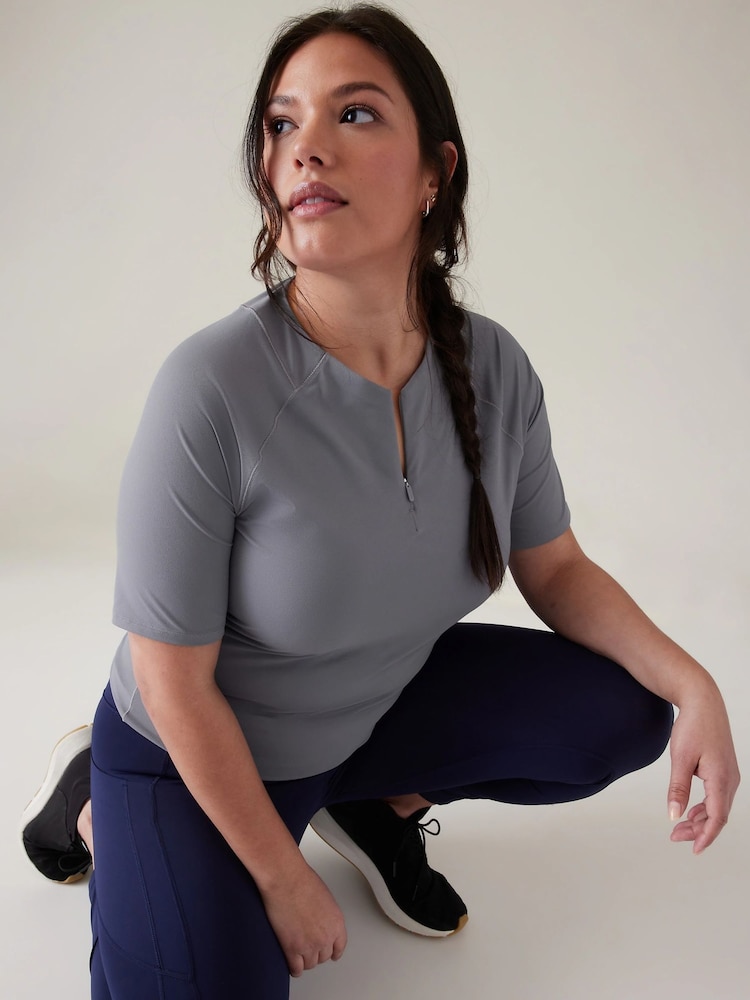 Athleta Grey Sunchaser 3/4 Sleeve T-Shirt - Image 2 of 4 Athleta Grey Sunchaser 3/4 Sleeve T-Shirt - Image 2 of 4