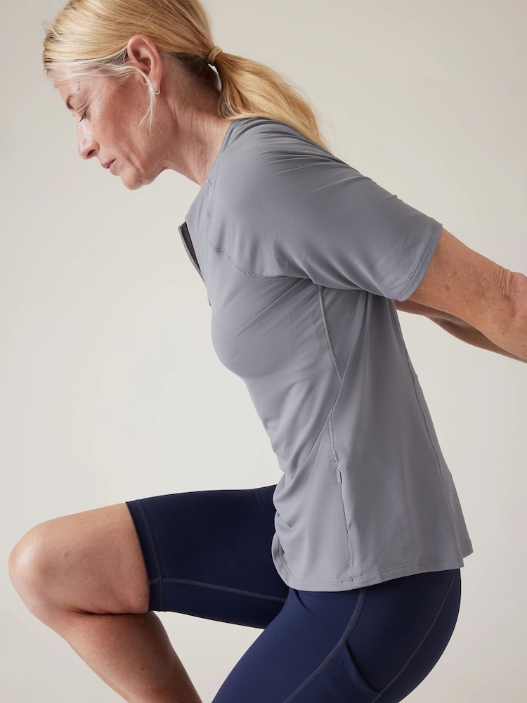 Athleta Grey Sunchaser 3/4 Sleeve T-Shirt - Image 4 of 4 Athleta Grey Sunchaser 3/4 Sleeve T-Shirt - Image 4 of 4