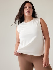 Athleta Cream Crew Neck Effortless Supima Cotton Tank Top - Image 1 of 4