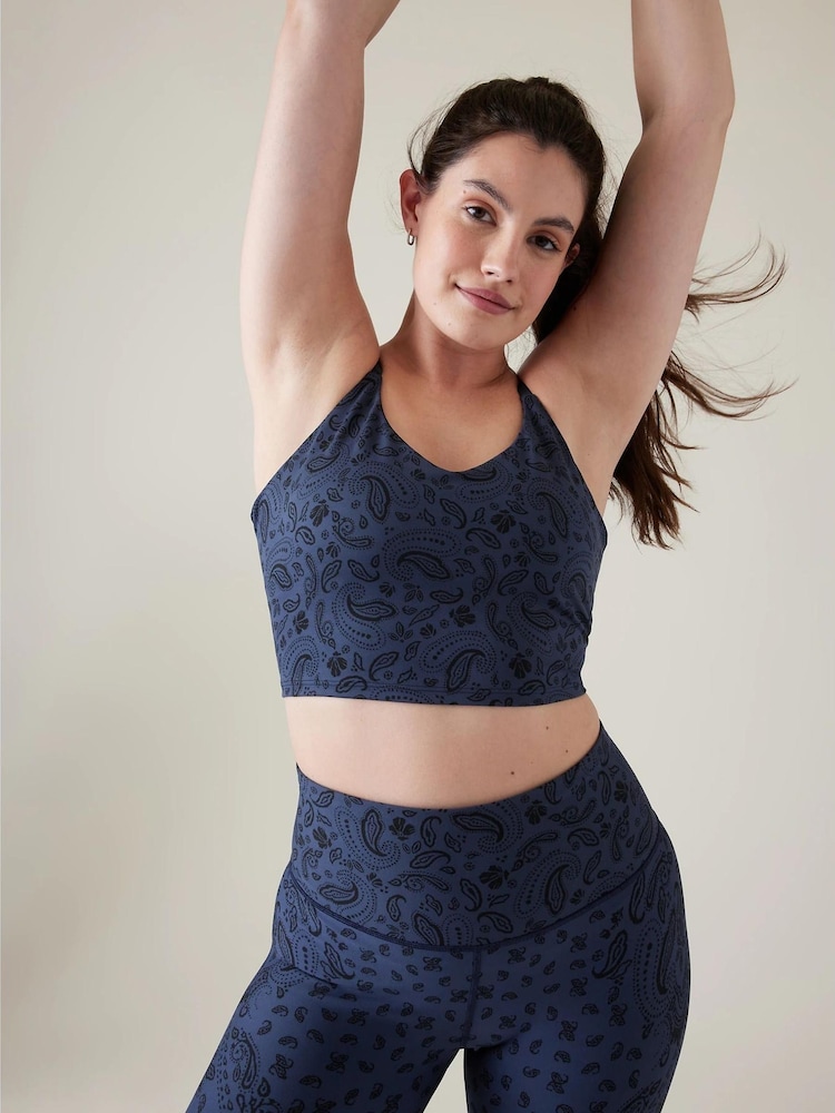 Athleta Purple A-C Print Low Impact Sports Crop Bra - Image 1 of 2