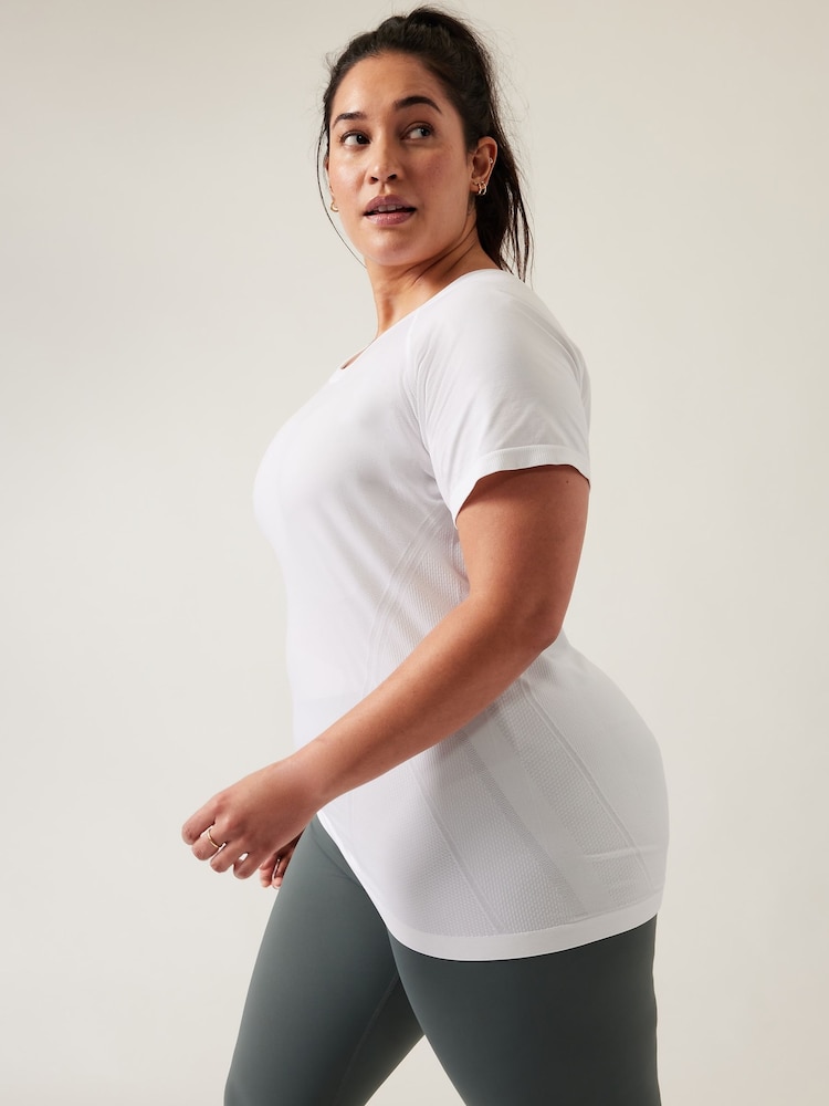 Wit - Athleta - Naadloos T-shirt met korte mouwen en ronde hals - Image 3 of 6