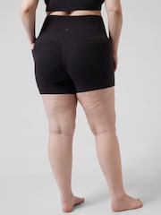 Athleta Black Short Length Salutation High Waisted Pocket Cycling Shorts - Image 2 of 6