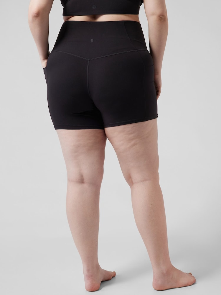 Athleta Black Short Length Salutation High Waisted Pocket Cycling Shorts - Image 2 of 6