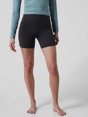 Athleta Black Short Length Salutation High Waisted Pocket Cycling Shorts - Image 3 of 6