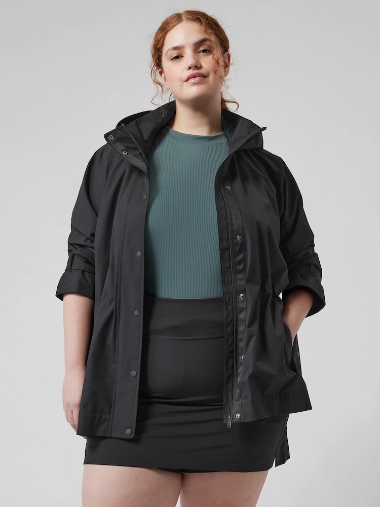 Athleta Black Waterproof Hooded Jacket - Image 1 of 9