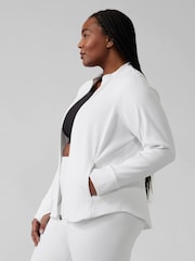Athleta White Ribbed Zip Through Sweatshirt - Image 3 of 9