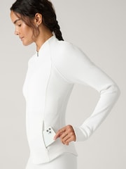 Athleta White Ribbed Zip Through Sweatshirt - Image 8 of 9