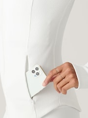 Athleta White Ribbed Zip Through Sweatshirt - Image 9 of 9
