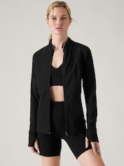 Athleta Black Ribbed Zip Through Sweatshirt - Image 5 of 9