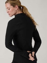 Athleta Black Ribbed Zip Through Sweatshirt - Image 6 of 9