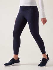 Athleta Navy Blue 7/8 Length Saluation High Waisted Pocket Leggings - Image 1 of 2