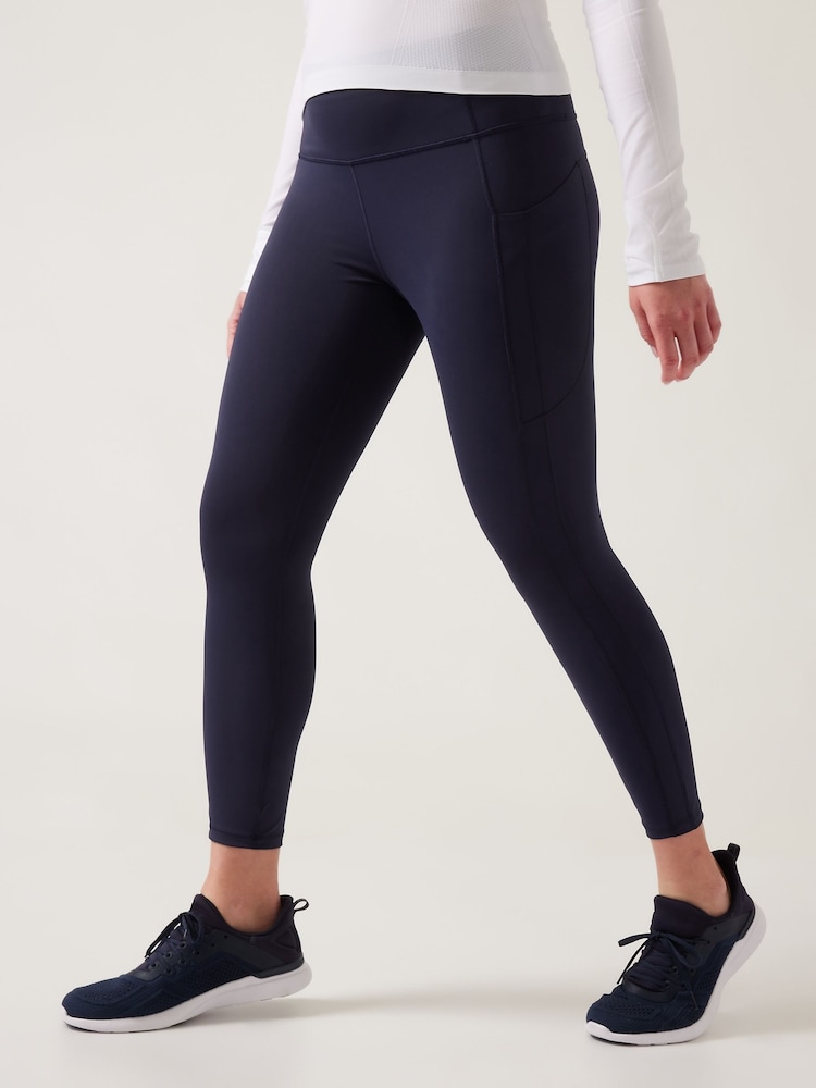 Athleta Navy Blue 7/8 Length Saluation High Waisted Pocket Leggings - Image 1 of 2