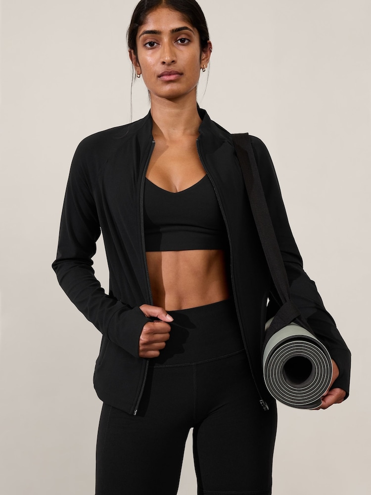 Athleta Black Zip Through Gym Jacket - Image 1 of 6 Athleta Black Zip Through Gym Jacket - Image 1 of 6