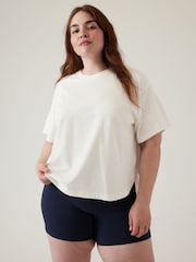 Athleta White Short Sleeve Crew Neck Effortless Supima Cotton T-Shirt - Image 1 of 4