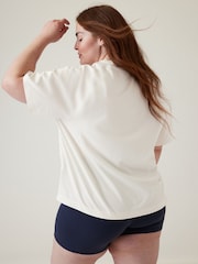 Athleta White Short Sleeve Crew Neck Effortless Supima Cotton T-Shirt - Image 2 of 4