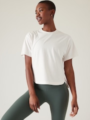 Athleta White Short Sleeve Crew Neck Effortless Supima Cotton T-Shirt - Image 3 of 4