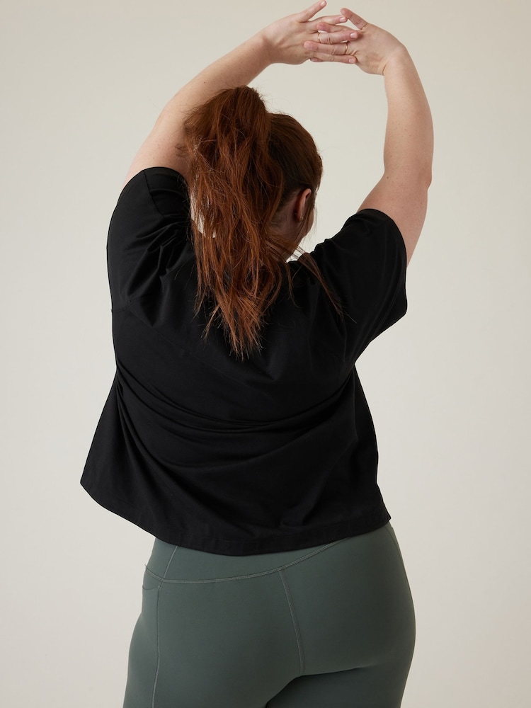 Athleta Black Short Sleeve Crew Neck Effortless Supima Cotton T-Shirt - Image 2 of 5