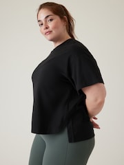 Athleta Black Short Sleeve Crew Neck Effortless Supima Cotton T-Shirt - Image 3 of 5