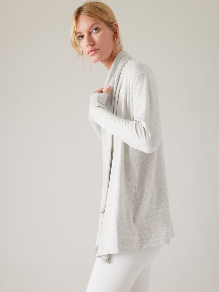 Серый - Athleta Пранаяма Восстановление Длинное обертывание кардиган - Image 4 of 4