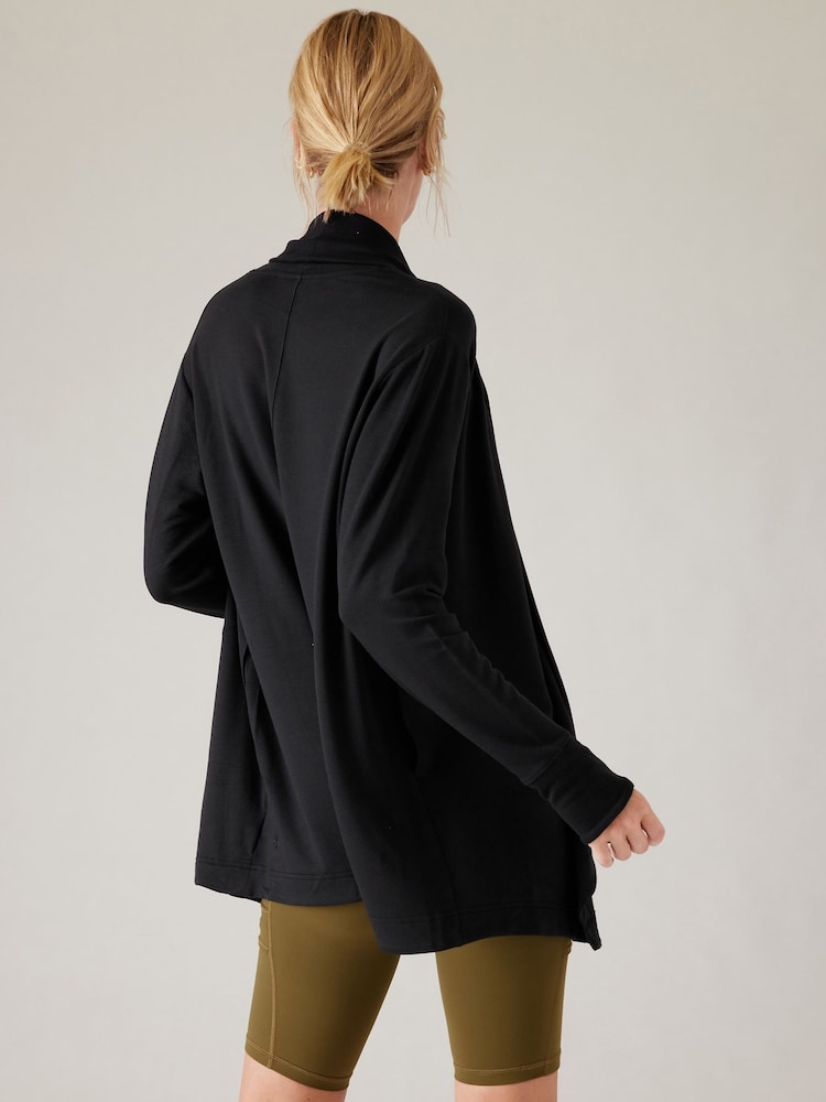 Athleta Black Pranayama Restore Long Wrap Cardigan - Image 2 of 4 Athleta Black Pranayama Restore Long Wrap Cardigan - Image 2 of 4