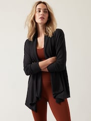 Athleta Black Pranayama Restore Long Wrap Cardigan - Image 3 of 6