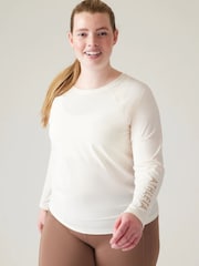 Athleta Cream Long Sleeve Crew Neck Train T-Shirt - Image 4 of 5