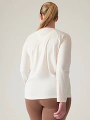 Athleta Cream Long Sleeve Crew Neck Train T-Shirt - Image 5 of 5