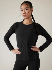 Athleta Black Long Sleeve Crew Neck Train T-Shirt - Image 1 of 5