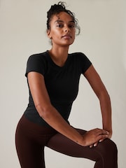Negro - Camiseta sin costuras de manga corta y cuello redondo de Athleta - Imagen 8 de 11