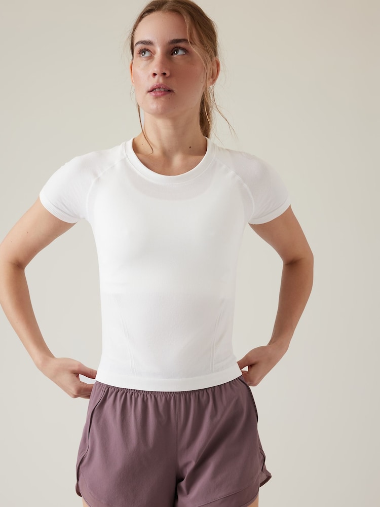 Athleta White Short Sleeve Crew Neck Seamless T-Shirt - Image 1 of 6