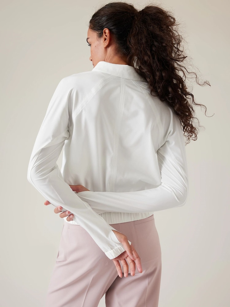Athleta White Long Sleeve Polo Shirt - Image 2 of 6 Athleta White Long Sleeve Polo Shirt - Image 2 of 6
