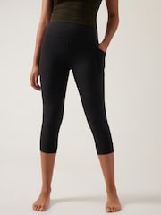Athleta Black 3/4 Length Salutation High Waisted Pocket Leggings - Image 3 of 6