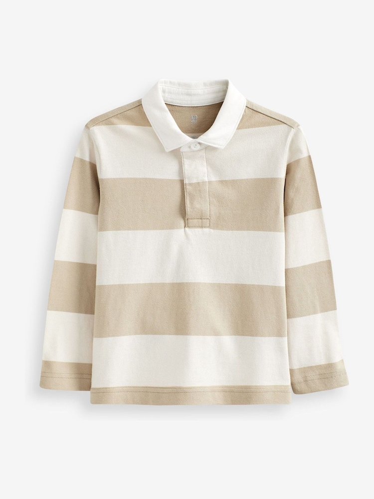 Gap Brown Stripe Rugby Long Sleeve Shirt - Image 1 of 3 Gap Brown Stripe Rugby Long Sleeve Shirt - Image 1 of 3