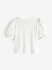 Gap White Broderie Puff Sleeve T-Shirt - Image 2 of 3