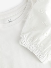 Gap White Broderie Puff Sleeve T-Shirt - Image 3 of 3