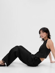Gap Black Linen Blend Pleated Trousers - Image 4 of 5