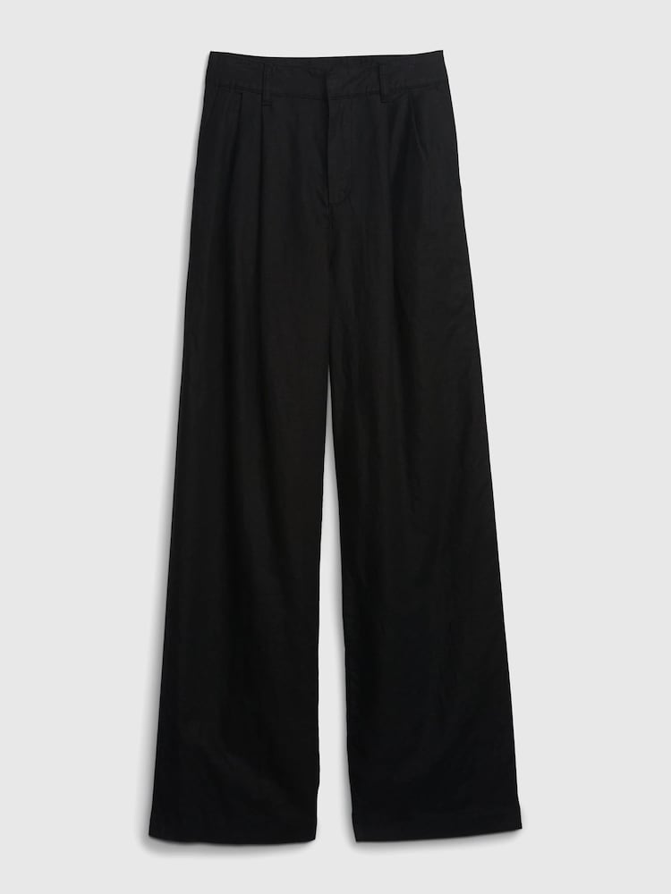 Gap Black Linen Blend Pleated Trousers - Image 5 of 5 Gap Black Linen Blend Pleated Trousers - Image 5 of 5
