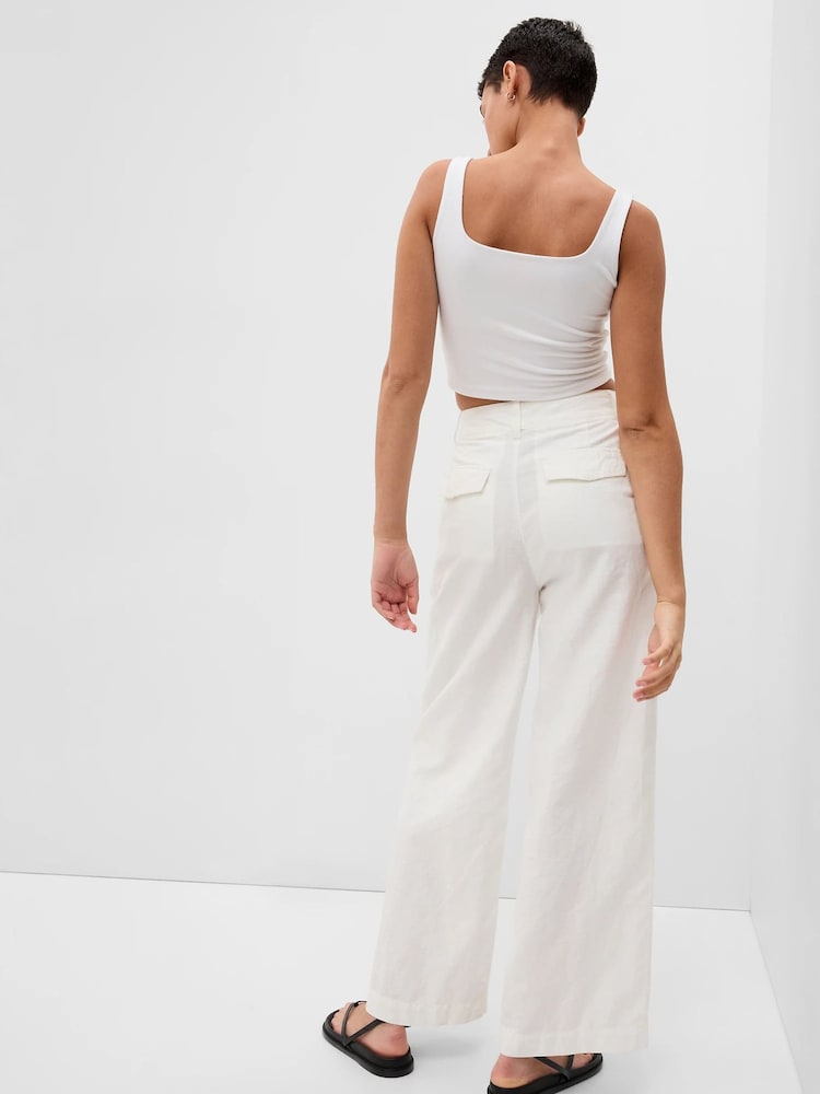 Gap White Linen Blend Pleated Trousers - Image 2 of 6