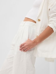 Gap White Linen Blend Pleated Trousers - Image 4 of 6