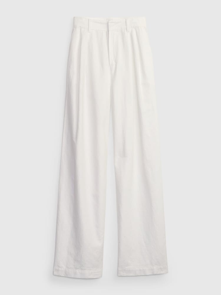 Gap White Linen Blend Pleated Trousers - Image 6 of 6