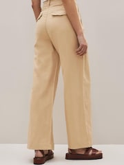 Gap Beige Linen Blend Pleated Trousers - Image 3 of 6